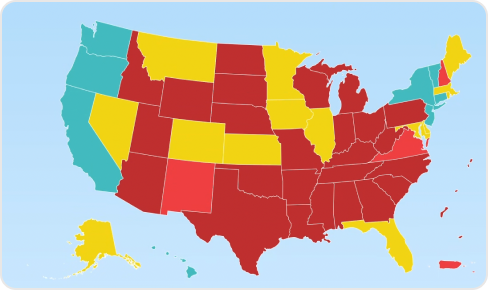Map of states with restricitve abortion laws if Roe v Wade is struck down